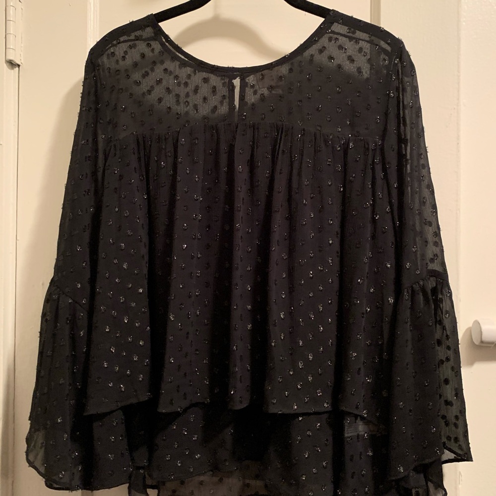 Black Flowy Shear Beaded Top